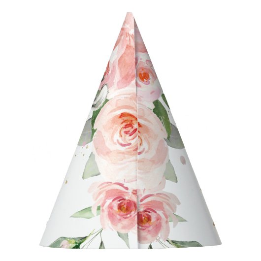 Schattige roze bloemige Oerwoud Dieren 1e Verjaard Feesthoedjes (Achterkant)