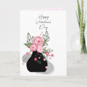 Schattige roze bloemige Valentijnsdag Kaart (Voorkant)