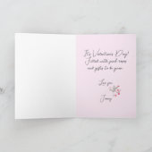 Schattige roze bloemige Valentijnsdag Kaart (Binnen)