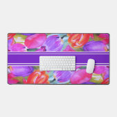 Schattige Roze Bloemige Waterverf Bureaumat (Keyboard & Muis)