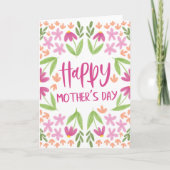 Schattige roze bloemige Waterverf Moederdag Gevouw Notitiekaartje (Voorkant)