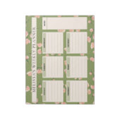 Schattige Roze Bloemige Weekplanner Notitieblok (Linkerzijde)