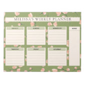 Schattige Roze Bloemige Weekplanner Notitieblok (Voorkant)