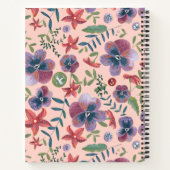 Schattige roze bloemmotief monogram notitieboek (Achterkant)