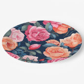 Schattige roze bloempapier borden papieren bordje (Gekanteld)