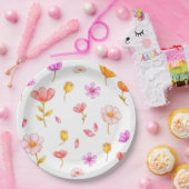 Schattige roze bloempapier borden papieren bordje (Feest)