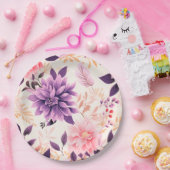 Schattige roze bloempapier borden papieren bordje (Feest)