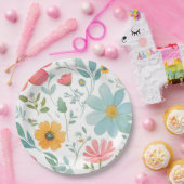 Schattige roze bloempapier borden papieren bordje (Feest)