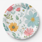 Schattige roze bloempapier borden papieren bordje (Voorkant)