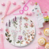 Schattige roze bloempapier borden papieren bordje (Feest)