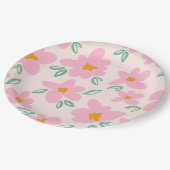 Schattige roze bloempapier borden papieren bordje (Gekanteld)