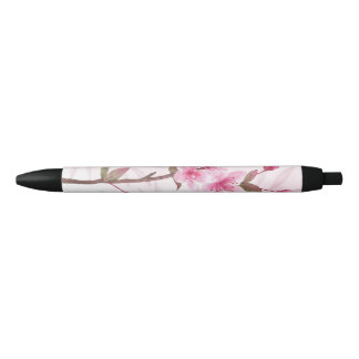Schattige roze bloempennen briefpapier zwarte inkt pen