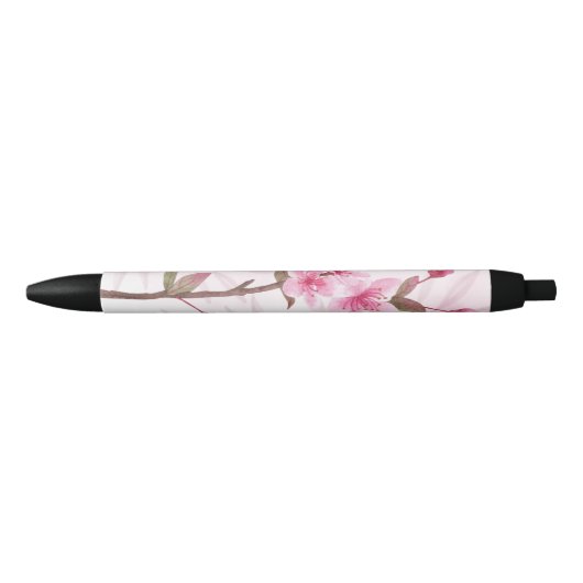 Schattige roze bloempennen briefpapier zwarte inkt pen (Voorkant)