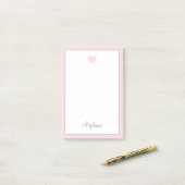 Schattige Roze Blush Hart en Border Modern Script Post-it® Notes (Op bureau)