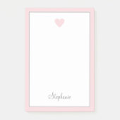 Schattige Roze Blush Hart en Border Modern Script Post-it® Notes (Voorkant)