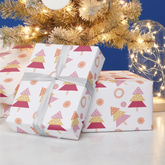 Schattige Roze Blush Kerstboom  Cadeaupapier (Feestdagen)