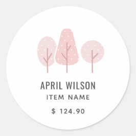 SCHATTIGE ROZE BLUSH PASTEL TREE TRIO LANDSCAPING  RONDE STICKER