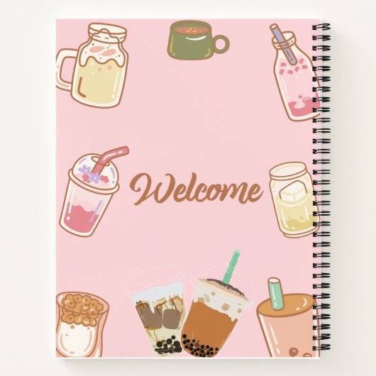 Schattige Roze 🌷Boba thee🥛🧇 Notitieboek (Achterkant)