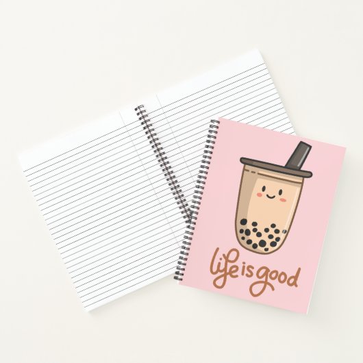 Schattige Roze 🌷Boba thee🥛🧇 Notitieboek (Binnen)