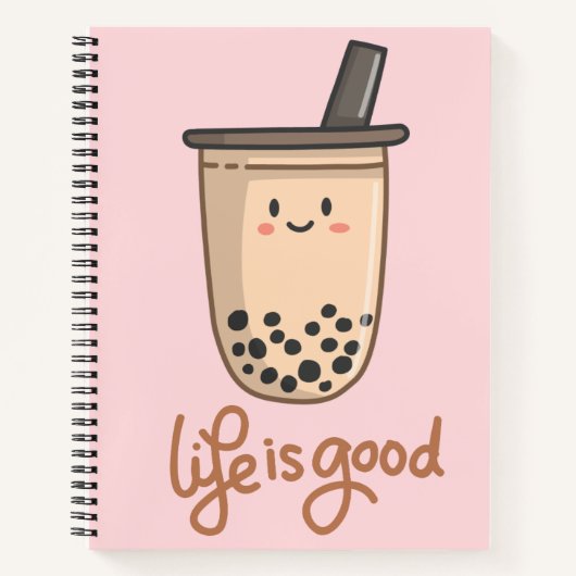 Schattige Roze 🌷Boba thee🥛🧇 Notitieboek (Voorkant)