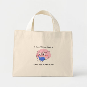 Schattige Roze Boekenwurm Lezen Illustratie Kunst  Mini Tote Bag