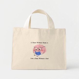 Schattige Roze Boekenwurm Lezen Illustratie Kunst  Mini Tote Bag