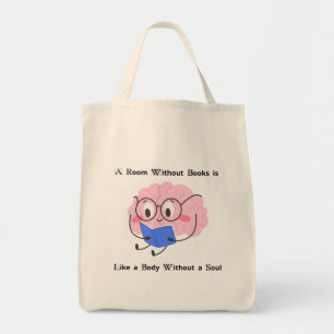 Schattige Roze Boekenwurm Lezen Illustratie Kunst  Tote Bag
