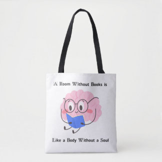 Schattige Roze Boekenwurm Lezen Illustratie Kunst  Tote Bag