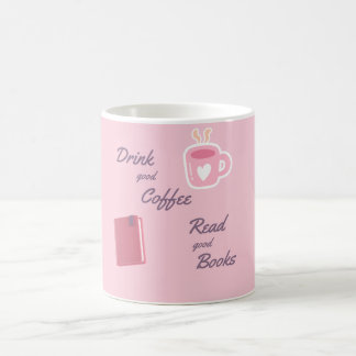 Schattige Roze Boekliefhebber Koffiekop Koffiemok