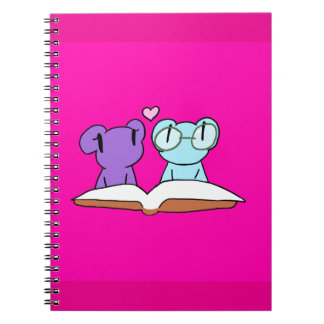 Schattige roze boekliefhebbers kikker notitieboek
