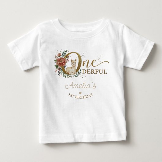 Schattige Roze Boho Alpaca 1e Verjaardag (Voorkant)