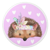 Schattige roze boho chique egel keramische knop (Voorkant)