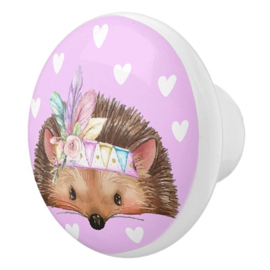 Schattige roze boho chique egel keramische knop (Rechts)