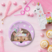 Schattige roze boho chique egel papieren bordje (Feest)