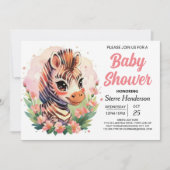 Schattige Roze Boho Zebra Baby shower Kaart (Voorkant)