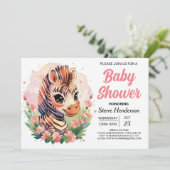 Schattige Roze Boho Zebra Baby shower Kaart (Staand voorkant)
