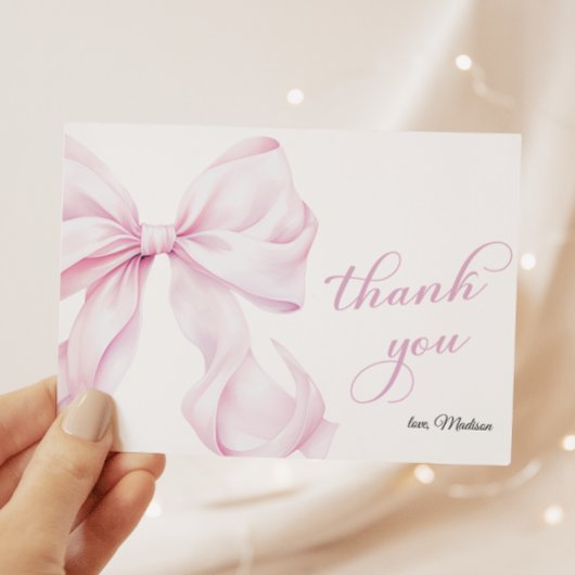 Schattige roze boog Baby shower Bedankkaart