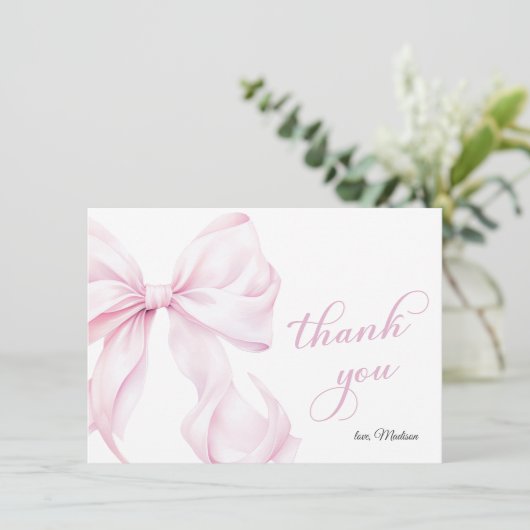 Schattige roze boog Baby shower Bedankkaart (Staand voorkant)