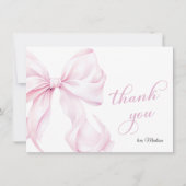 Schattige roze boog Baby shower Bedankkaart (Voorkant)