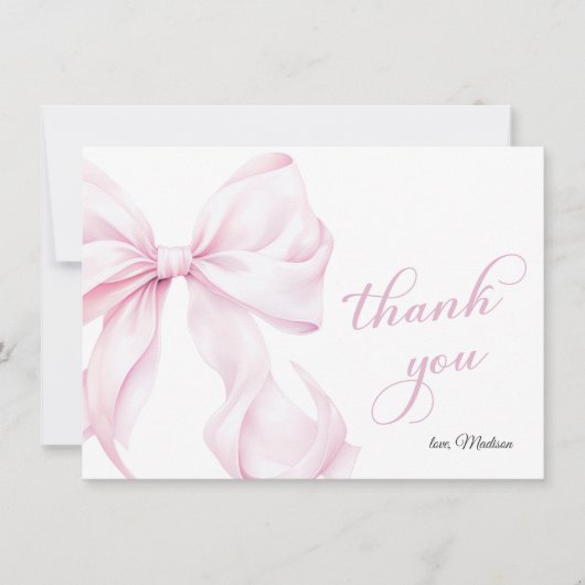 Schattige roze boog Baby shower Bedankkaart (Voorkant)