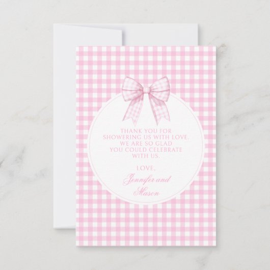 Schattige roze boog baby shower foto dank u kaarte bedankkaart (Achterkant)