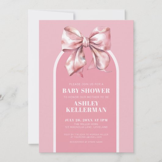 Schattige roze boog Baby shower Kaart (Voorkant)