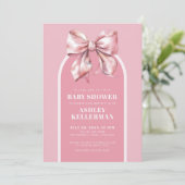 Schattige roze boog Baby shower Kaart (Staand voorkant)