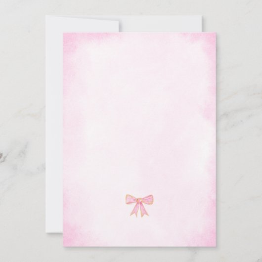 Schattige roze boog gouden glitter baby meisje kaart (Achterkant)