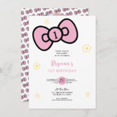 Schattige roze boog grillig verjaardagsfeestje kaart (Voorkant / Achterkant)