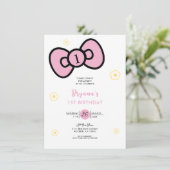 Schattige roze boog grillig verjaardagsfeestje kaart (Staand voorkant)