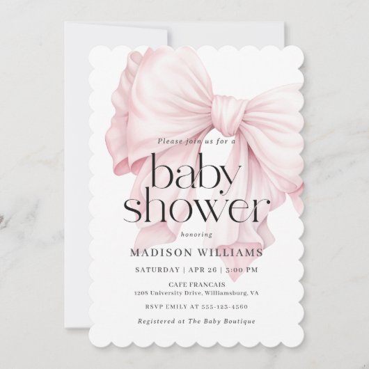 Schattige roze boog meisje Baby shower Kaart (Voorkant)