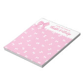 Schattige Roze Boog Patroon Van Het Bureaublad Van Notitieblok (Linkerzijde)