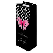Schattige Roze Boog Script Gelukkige Verjaardag Wijn Cadeautas (Achterkant Gekanteld)