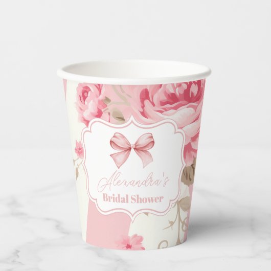 Schattige roze boog Vrijgezellenfeest Papieren Bekers (Voorkant)